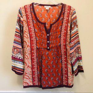 Lucky Brand Annabeth Paisley Print Top Size L